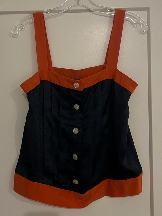 Marc Jacobs Tops - Marc Jacobs Black Silk Tank with Rust Trim